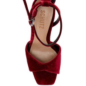 Brand new with box and dust bag Schutz Ayria burgundy velvet sandals 8.5